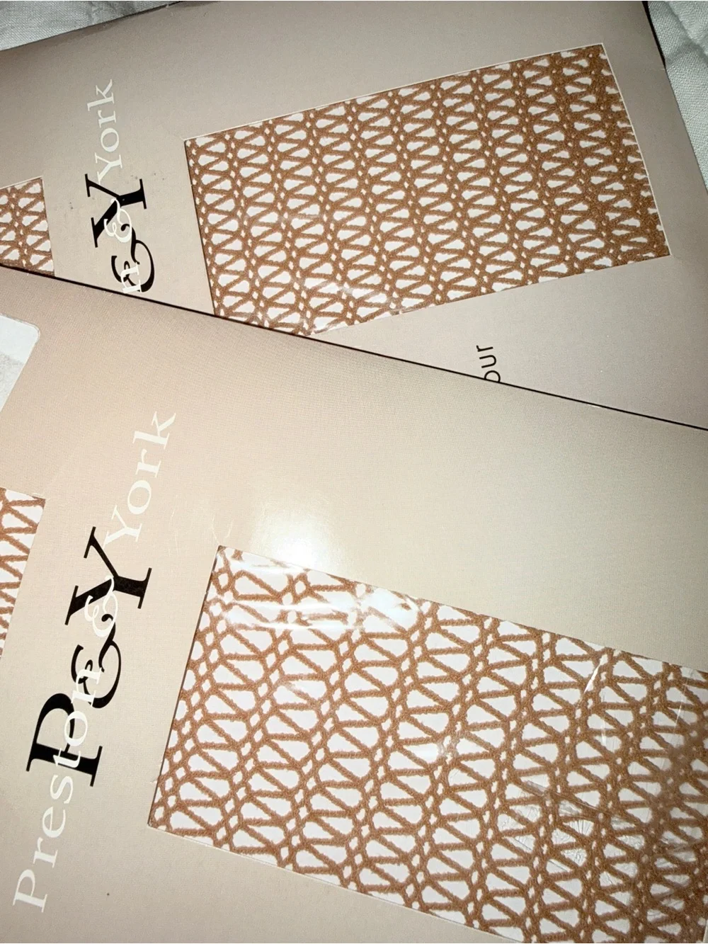 3 Pair Preston & York V Crochet Sheer Toe Nude Tights Fishnet Sexy Lattice NWT